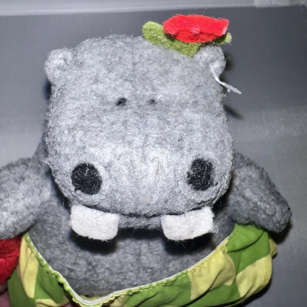Vintage Crocodile Creek George and Martha Hippo Beanbag Felt Plush Toys Set 1999